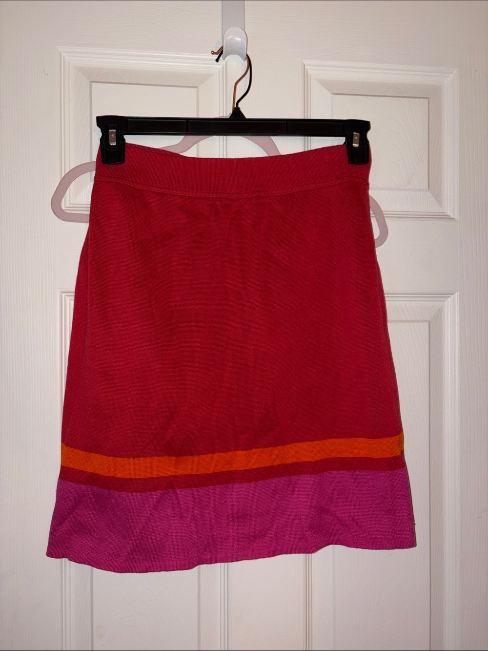 Yves Saint Laurent A-Line Skirt in Red with Pink and Orange Trim